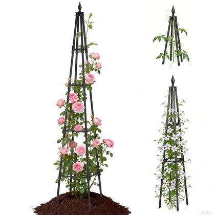 CL FUN Obelisk Trellis 6ft base supports climbing plants for vertical growth.