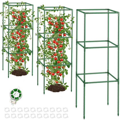 CL FUN square tomato cage assembly demonstrates easy, tool-free setup for sturdy garden support