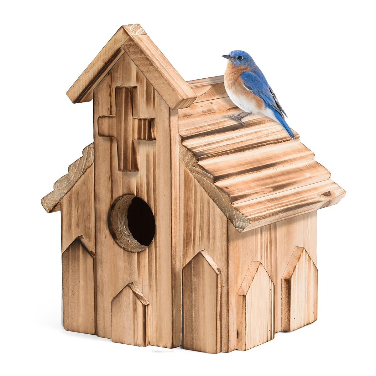 CLACKIBUKVYZ church birdhouse for outdoor hanging attracts small birds and enhances garden viewing.
