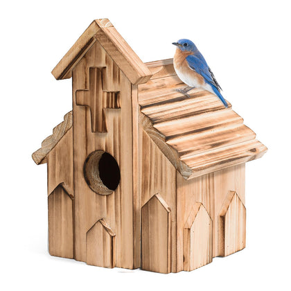 CLACKIBUKVYZ church birdhouse for outdoor hanging attracts small birds and enhances garden viewing.
