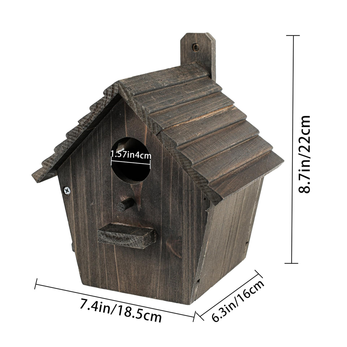 CLACKIBUKVYZ hanging bird house blends with garden décor while inviting bluebirds and finches.