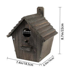 CLACKIBUKVYZ hanging bird house blends with garden décor while inviting bluebirds and finches.