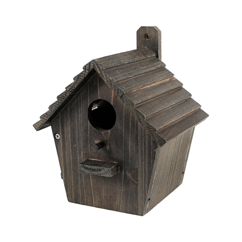 CLACKIBUKVYZ outdoor bird house with weatherproof wood for year-round garden use.