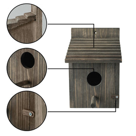 CLACKIBUKVYZ bird house hanging design for garden placement.