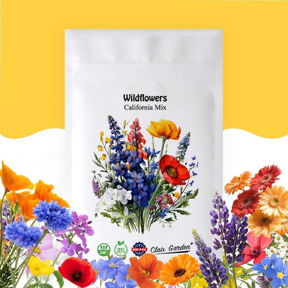 Claix Garden California Wildflower Seed Mix Pack ready for planting in home gardens.