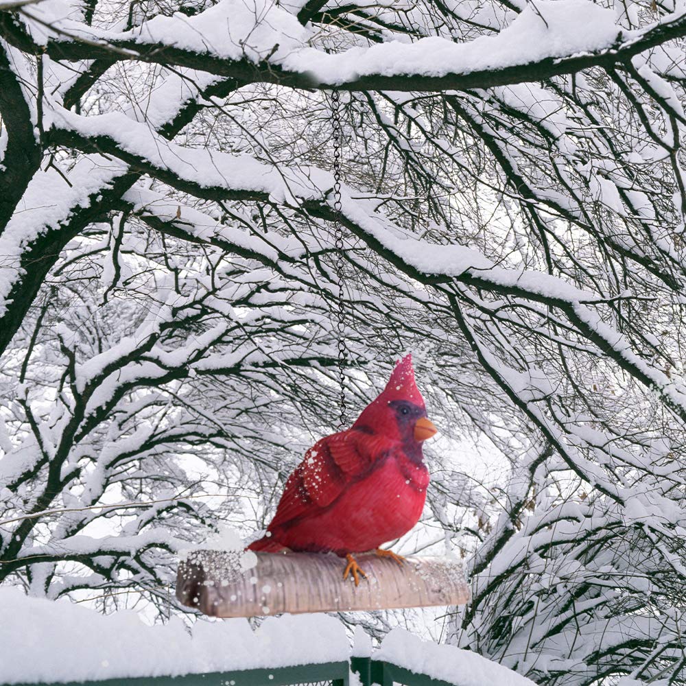 Claratut cardinal statue with lifelike feathers for realistic yard accents