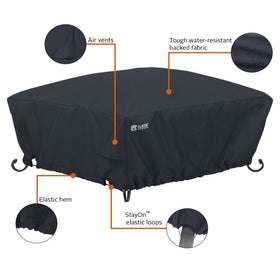 Classic Accessories fire pit cover air vents aiding ventilation