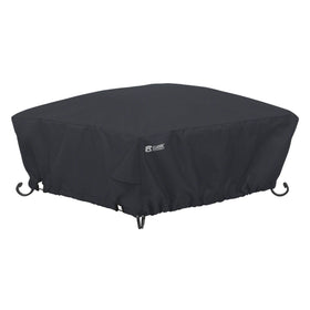 Classic Accessories fire pit cover back view showing water-resistant protection