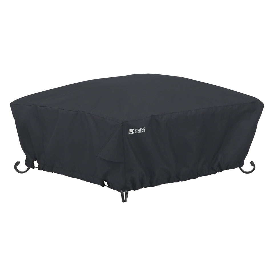 Classic Accessories fire pit cover back view showing water-resistant protection
