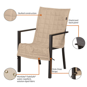 Close-up of adjustable belted hem and click-close straps on Montlake slipcover