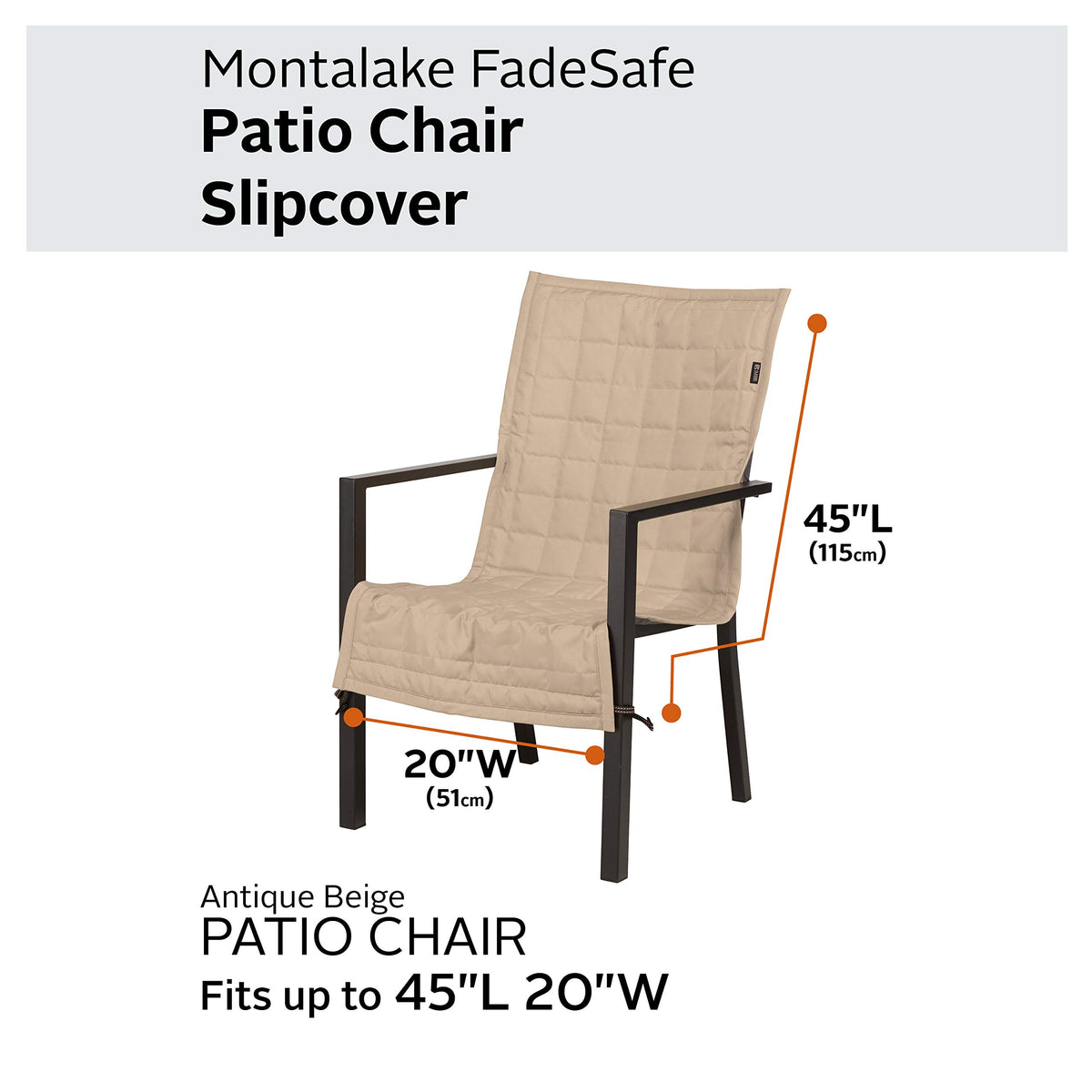 Classic Accessories Montlake slipcover side view highlighting stretch-back fit