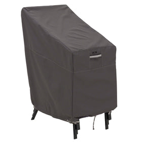 Classic Accessories Ravenna stackable chair cover protects six chairs from rain and sunlight.
