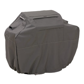 Classic Accessories Ravenna 70-inch grill cover on a grill protects against rain and sun