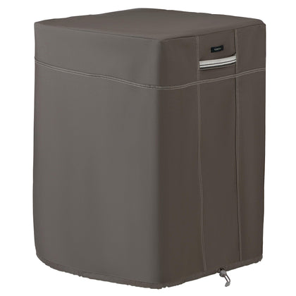 Classic Accessories Ravenna fire column cover front view with snug fit.