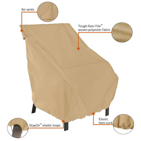 Drawstring hem and elastic legs secure the Terrazzo chair cover on windy days.