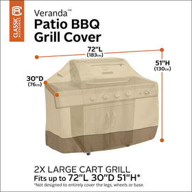 Classic Accessories Veranda 72-Inch Grill Cover wind-secure view minimizes movement on windy days