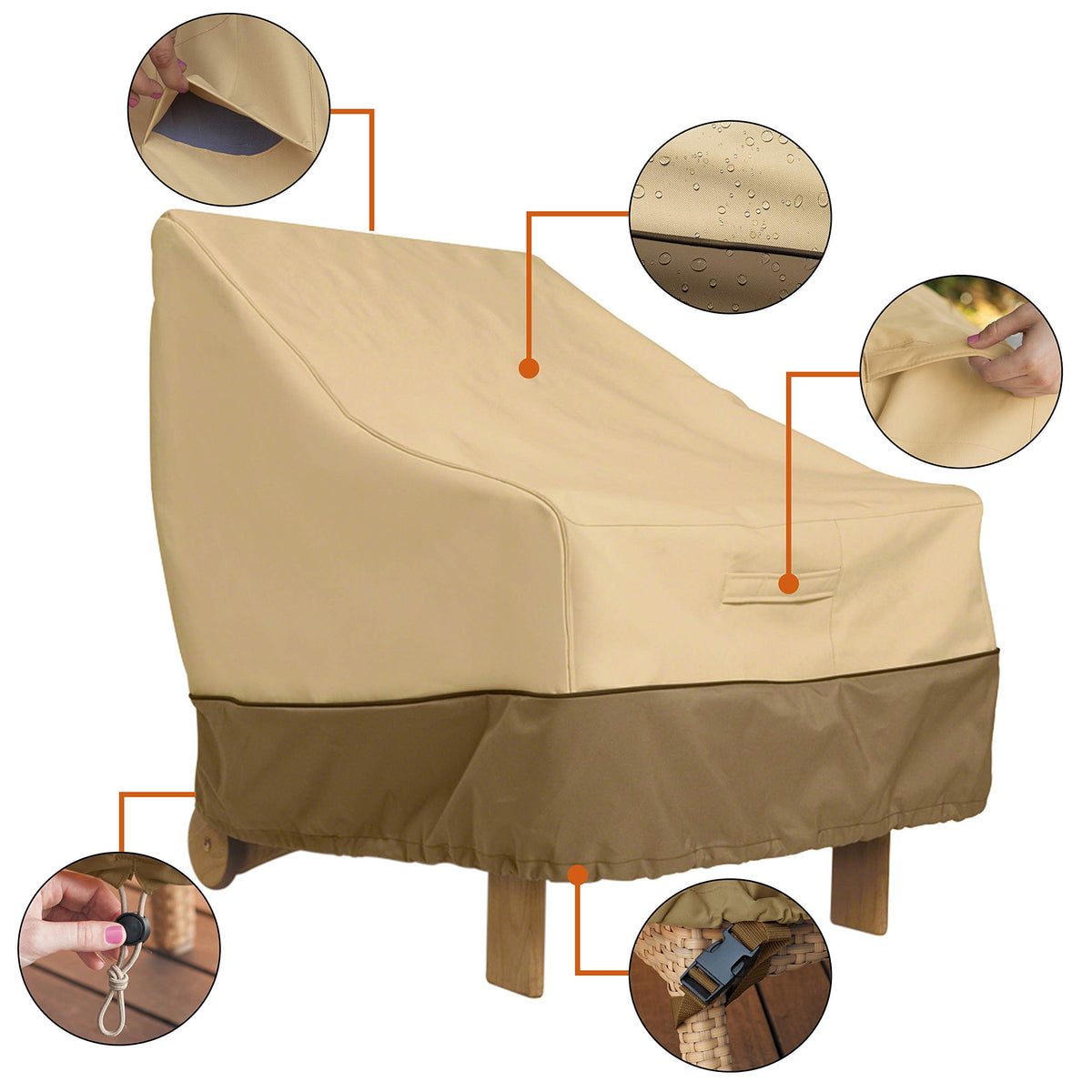 Classic Accessories Veranda Adirondack cover close-up highlighting bound seams