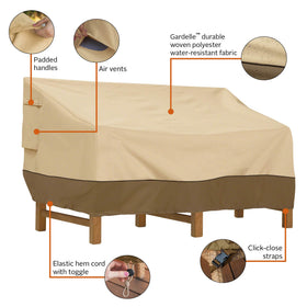 Classic Accessories Veranda deep-seat sofa cover on a sofa illustrates fit