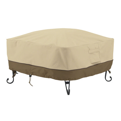 Classic Accessories Veranda fire pit cover top view protects a 36-inch square pit from weather