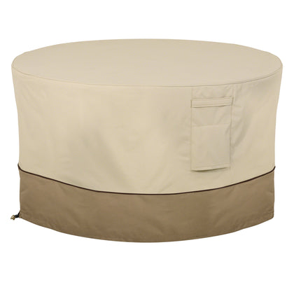 Classic Accessories Veranda top view cover protects 42-inch round fire pit table from rain and sun
