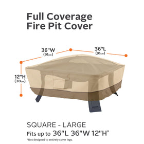 Classic Accessories Veranda fire pit cover demonstrates water-resistance against light drizzle