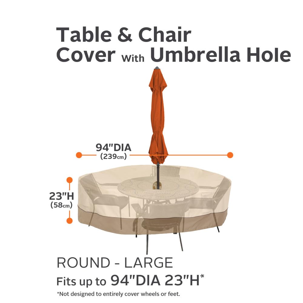 Classic Accessories Veranda dark splash guard skirt detail shields the base.