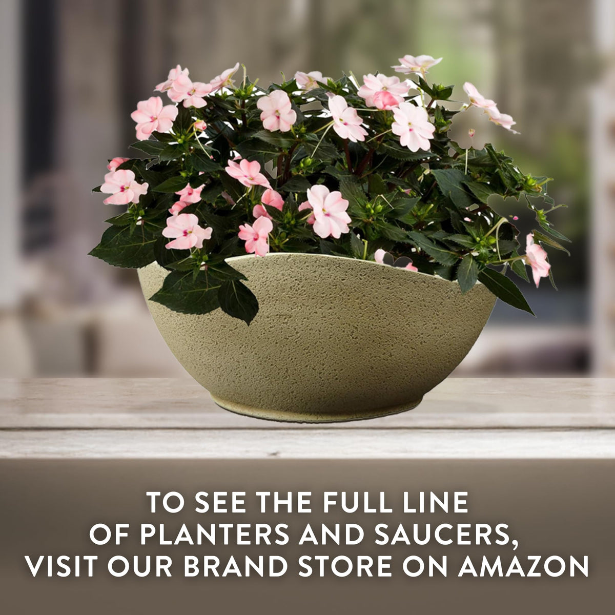 Classic Home & Garden Arc planter bowl faux stone finish enhances any space.