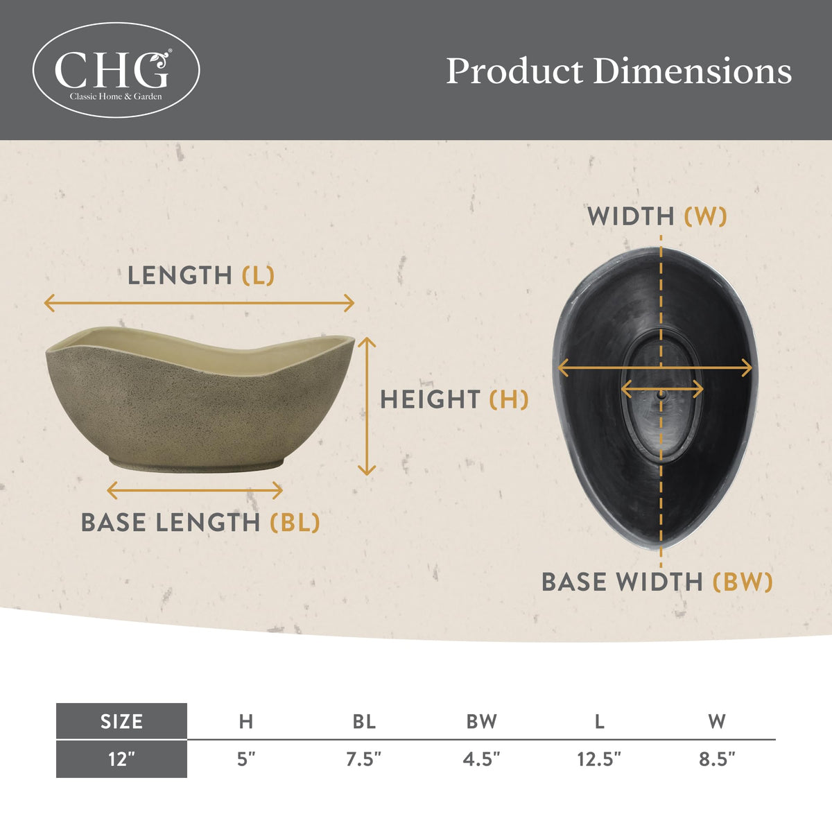 Classic Home & Garden Arc planter bowl lightweight, easy-to-move design for flexible layouts.