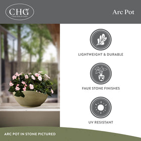 Classic Home & Garden Arc planter bowl on porch or deck showing modern look.