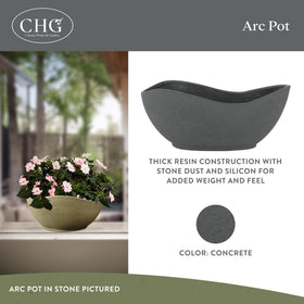 Classic Home & Garden Arc planter bowl UV-resistant finish resists fading in bright sun.