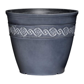 Classic Home & Garden Corinthian planter, storm gray, front view, versatile indoors or outdoors