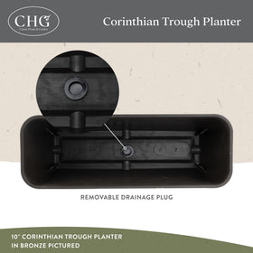 Classic Home & Garden Corinthian trough planter on balcony rail, weather-resistant for outdoors.