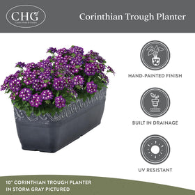 Close-up of the Corinthian trough planter’s drain plug enabling smart drainage control.