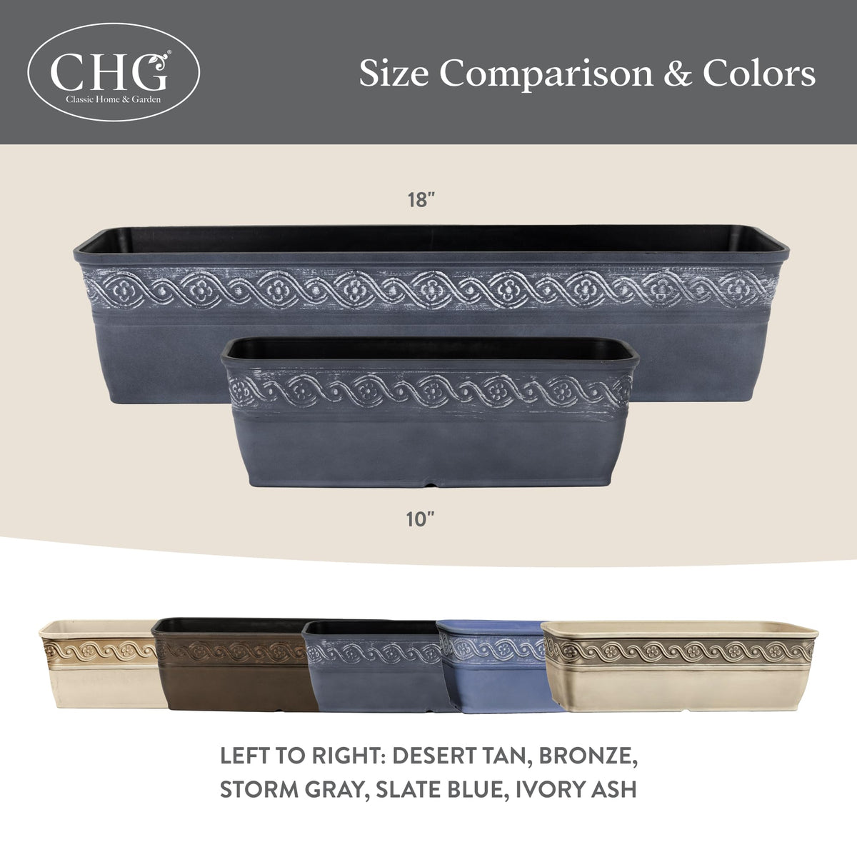 Close-up texture shows durable resin blend that resists cracking and fading.