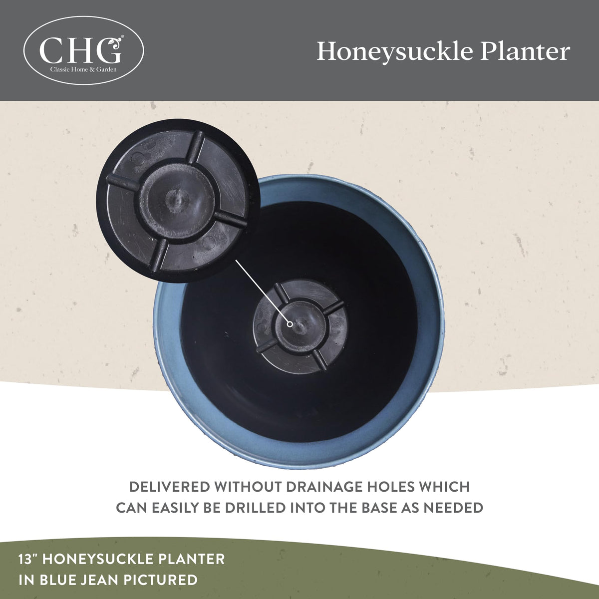 Honeysuckle resin planter with faux ceramic finish for upscale decor