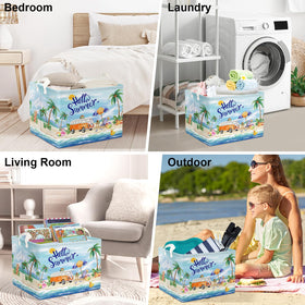 Clastyle Blue Beach Picnic Basket at the beach ready for towels.