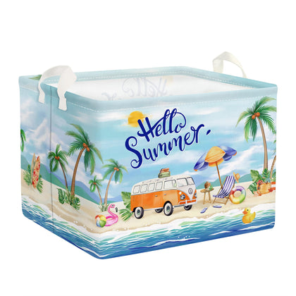 Clastyle Blue Beach Picnic Basket front view, keeps beach gear organized.