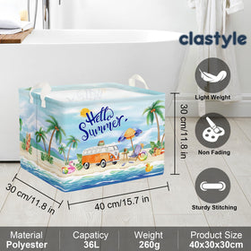 Clastyle Blue Beach Picnic Basket on living room shelf for versatile storage.