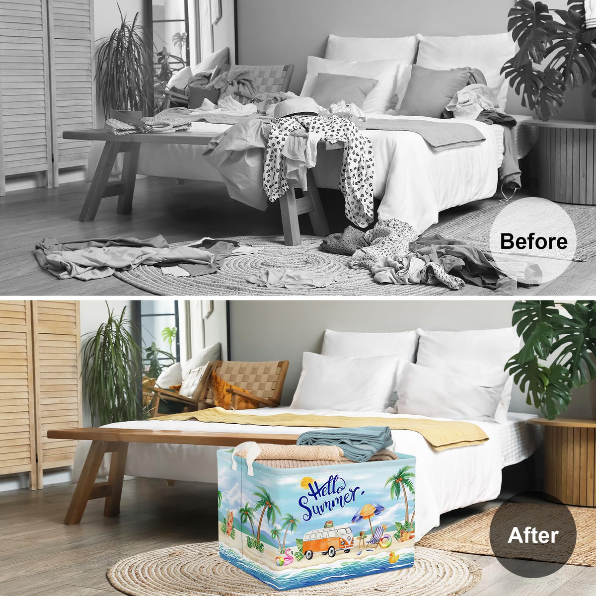 Clastyle Blue Beach Picnic Basket open with items showing roomy storage.