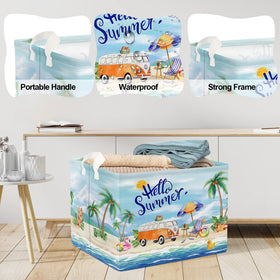 Clastyle Blue Beach Picnic Basket waterproof coating protects contents.
