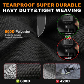 ClawsCover 600D tearproof fabric delivers durable outdoor protection