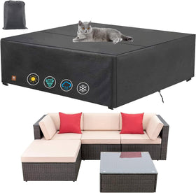 ClawsCover patio sectional sofa cover protects a 5-6 piece set from rain and dust.
