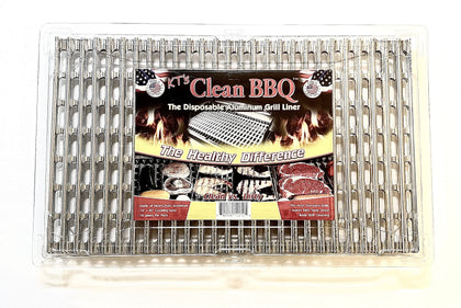 Clean BBQ disposable grill liner on grill eases cleanup and reduces residue.