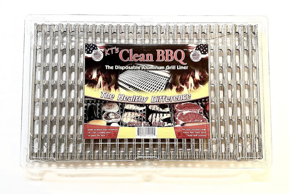 Clean BBQ disposable grill liner on grill eases cleanup and reduces residue.