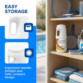 Spa or hot tub setup with granules for sanitizing consistency.