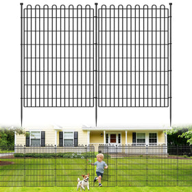 CLEASO 10-panel no-dig fence front view with gate for easy yard boundary and pet safety.