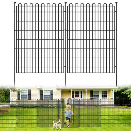CLEASO 10-panel no-dig fence front view with gate for easy yard boundary and pet safety.