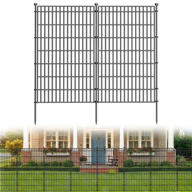 CLEASO 10-panel no-dig fence panel close-up protects flower beds with rustproof metal.