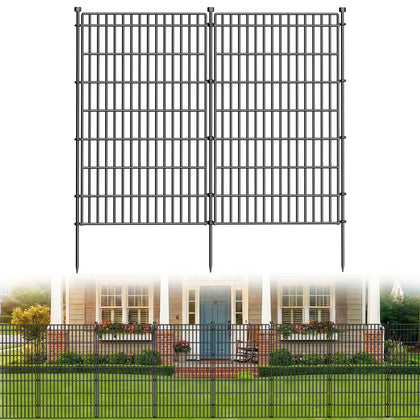 CLEASO 10-panel no-dig fence panel close-up protects flower beds with rustproof metal.