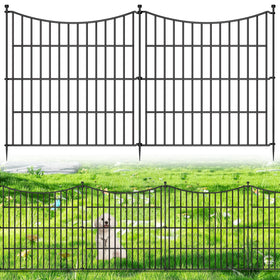 CLEASO 10-panels no-dig dog fence in front yard for quick setup and pet safety.